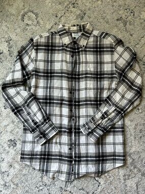 Black and White Plaid Button-Down Shirt